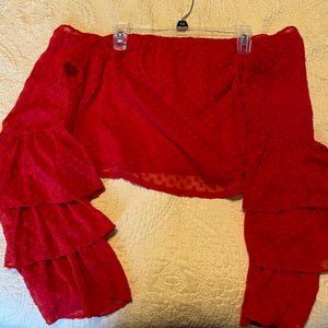 Red Cropped off the shoulder Top